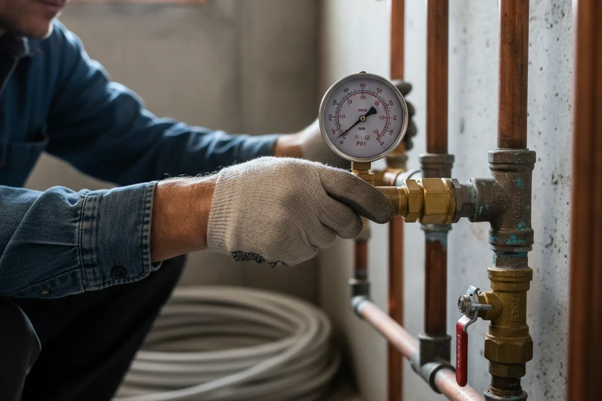 Pressure testing a repaired line during Water Line Repair in Magnolia